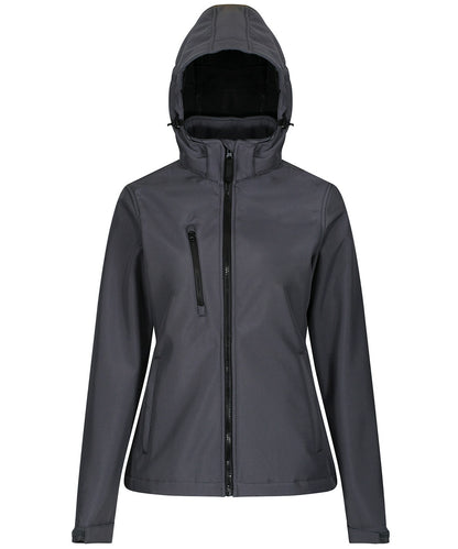 Regatta TRA702 Women's venturer 3-layer hoodedwaterproof wind resistant and breathable softshell jacket - COOZO