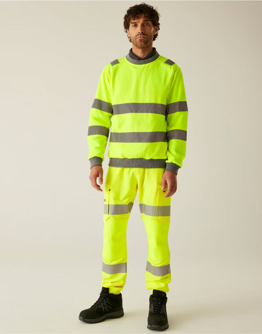 COOZO-Hi-Vis Pro Contrast Crew Neck Sweatshirt