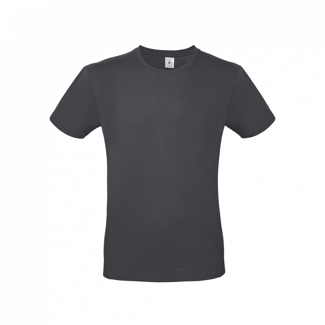 B&C TU01T Men's #E150 short sleeve t-shirt 100% Pre-shrunk ringspun cotton Tubular construction Thin collar rib Dark color - COOZO