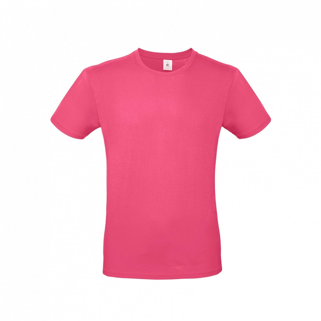 B&C TU01T Men's #E150 short sleeve t-shirt 100% Pre-shrunk ringspun cotton Tubular construction Thin collar rib Light color - COOZO