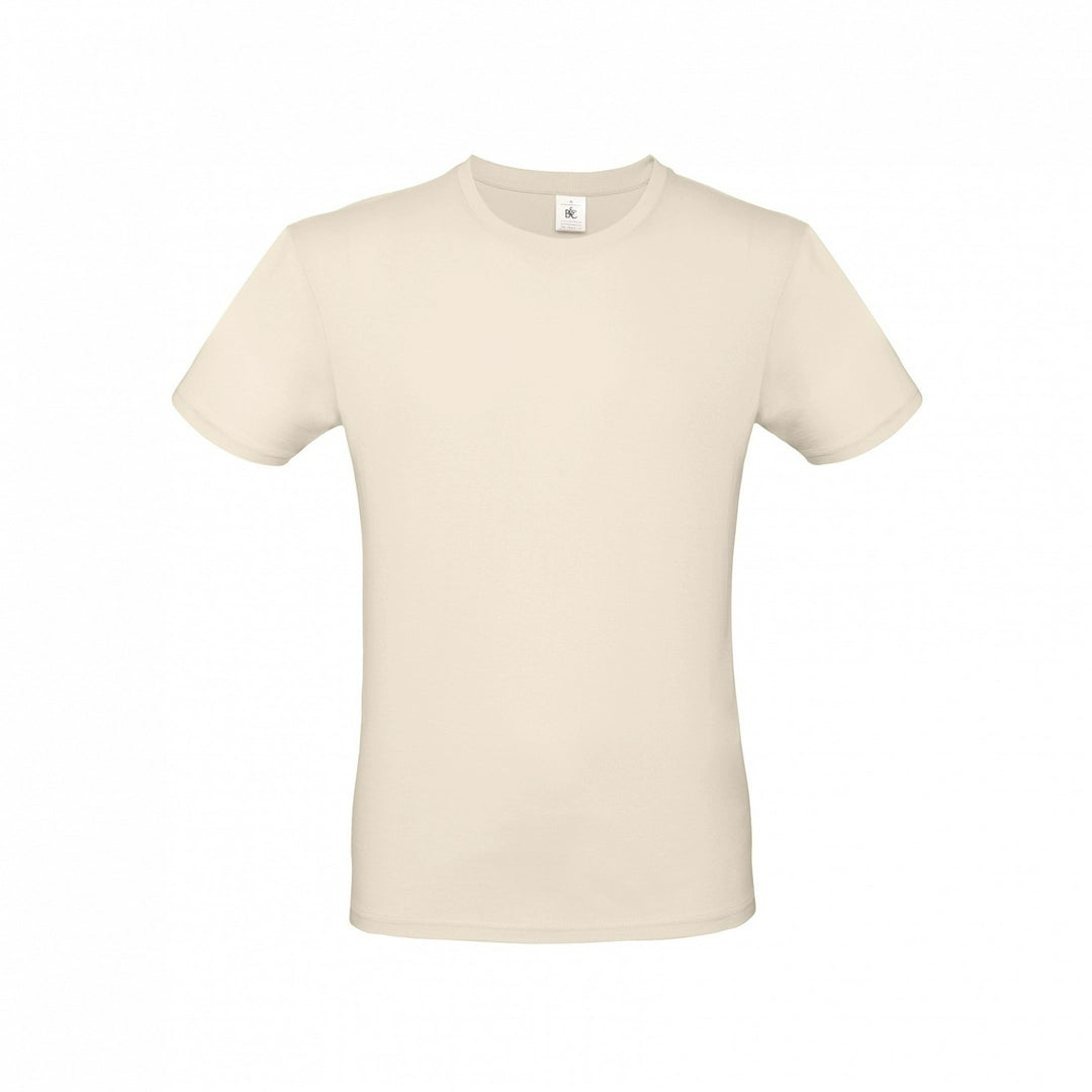 B&C TU01T Men's #E150 short sleeve t-shirt 100% Pre-shrunk ringspun cotton Tubular construction Thin collar rib Light color - COOZO