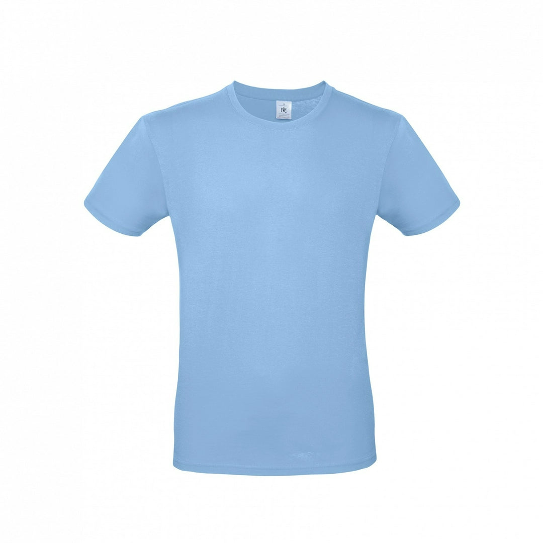 B&C TU01T Men's #E150 short sleeve t-shirt 100% Pre-shrunk ringspun cotton Tubular construction Thin collar rib Light color - COOZO