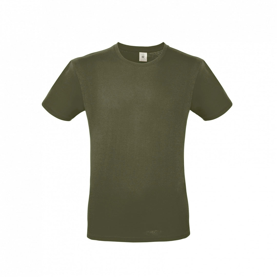 B&C TU01T Men's #E150 short sleeve t-shirt 100% Pre-shrunk ringspun cotton Tubular construction Thin collar rib Dark color - COOZO