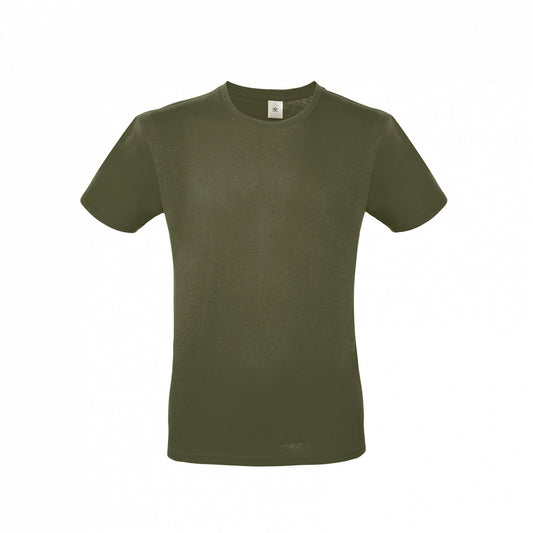 B&C TU01T Men's #E150 short sleeve t-shirt 100% Pre-shrunk ringspun cotton Tubular construction Thin collar rib Dark color - COOZO