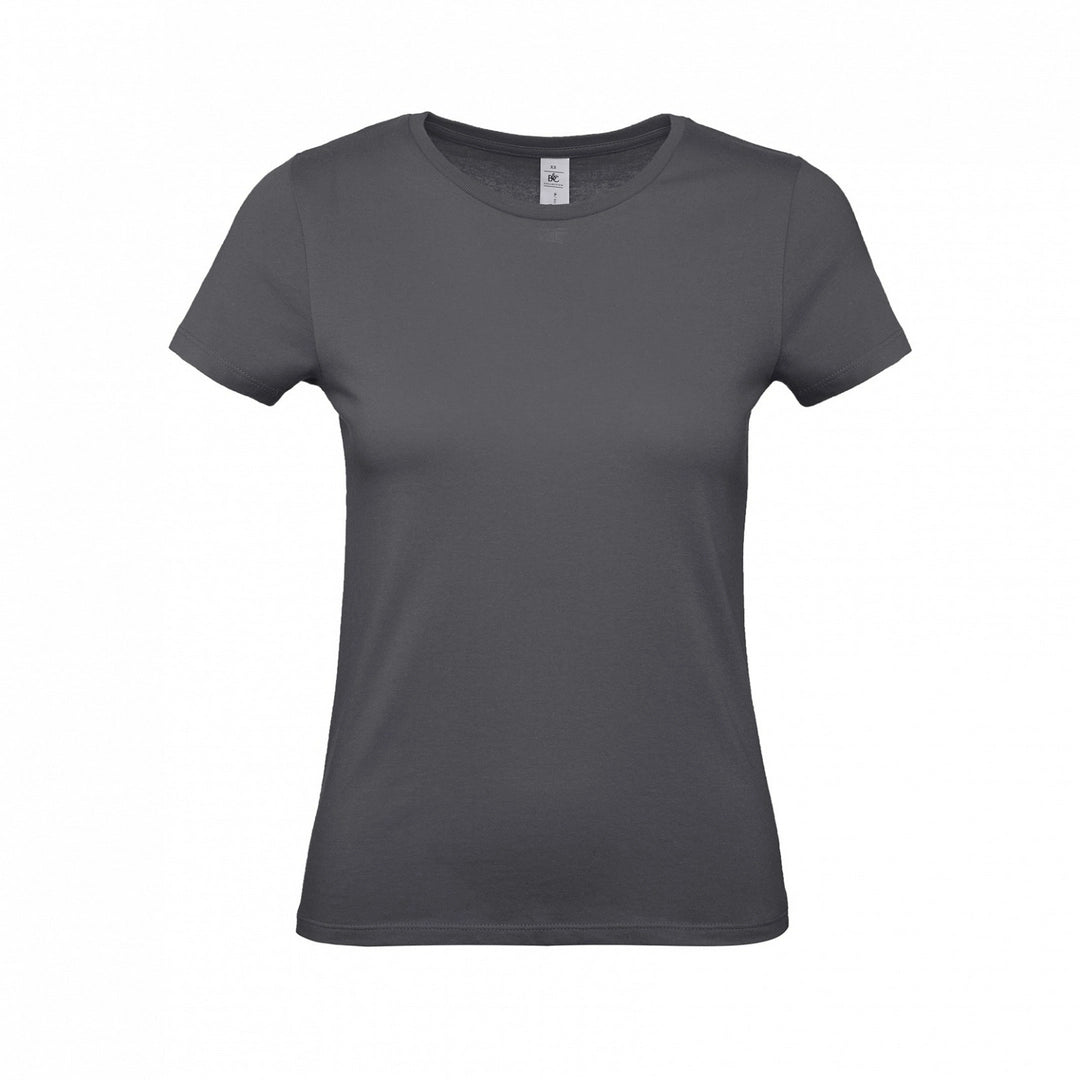 B&C TW02T #E150 modern basic short sleeve t-shirt women 100% cotton Thin collar rib Dark color - COOZO