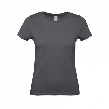 B&C TW02T #E150 modern basic short sleeve t-shirt women 100% cotton Thin collar rib Dark color - COOZO