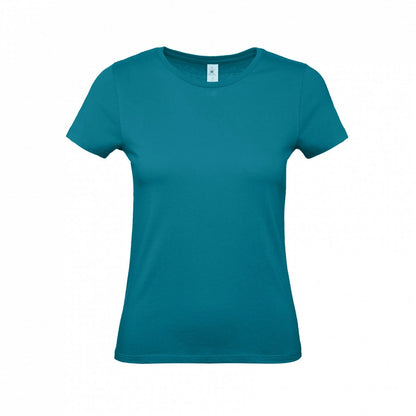 B&C TW02T #E150 modern basic short sleeve t-shirt women 100% cotton Thin collar rib Dark color - COOZO
