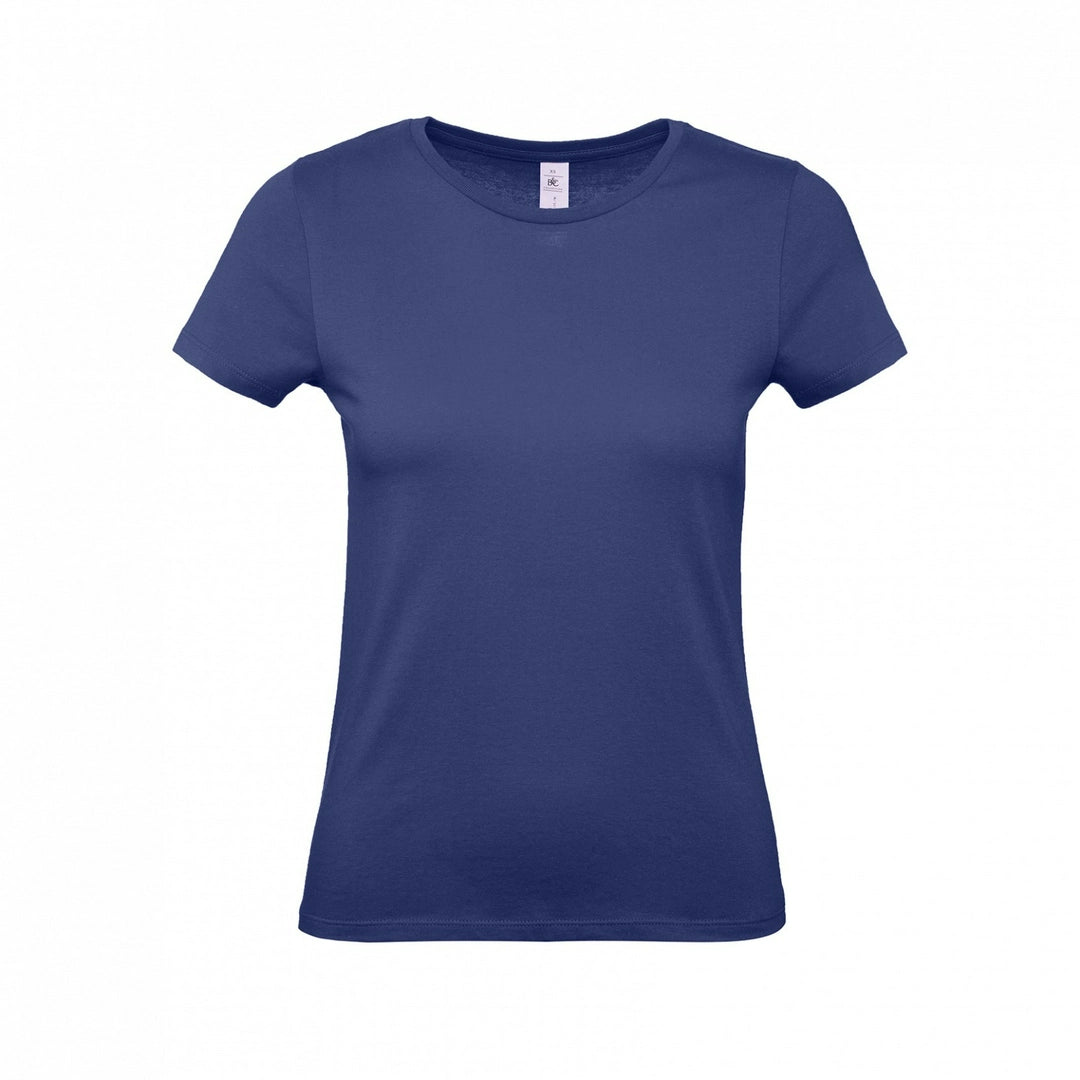 B&C TW02T #E150 modern basic short sleeve t-shirt women 100% cotton Thin collar rib Dark color - COOZO