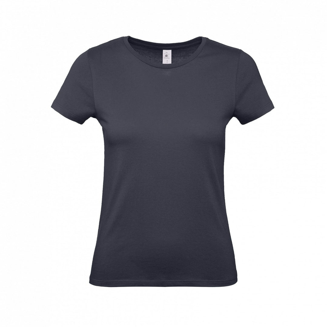 B&C TW02T #E150 modern basic short sleeve t-shirt women 100% cotton Thin collar rib Dark color - COOZO