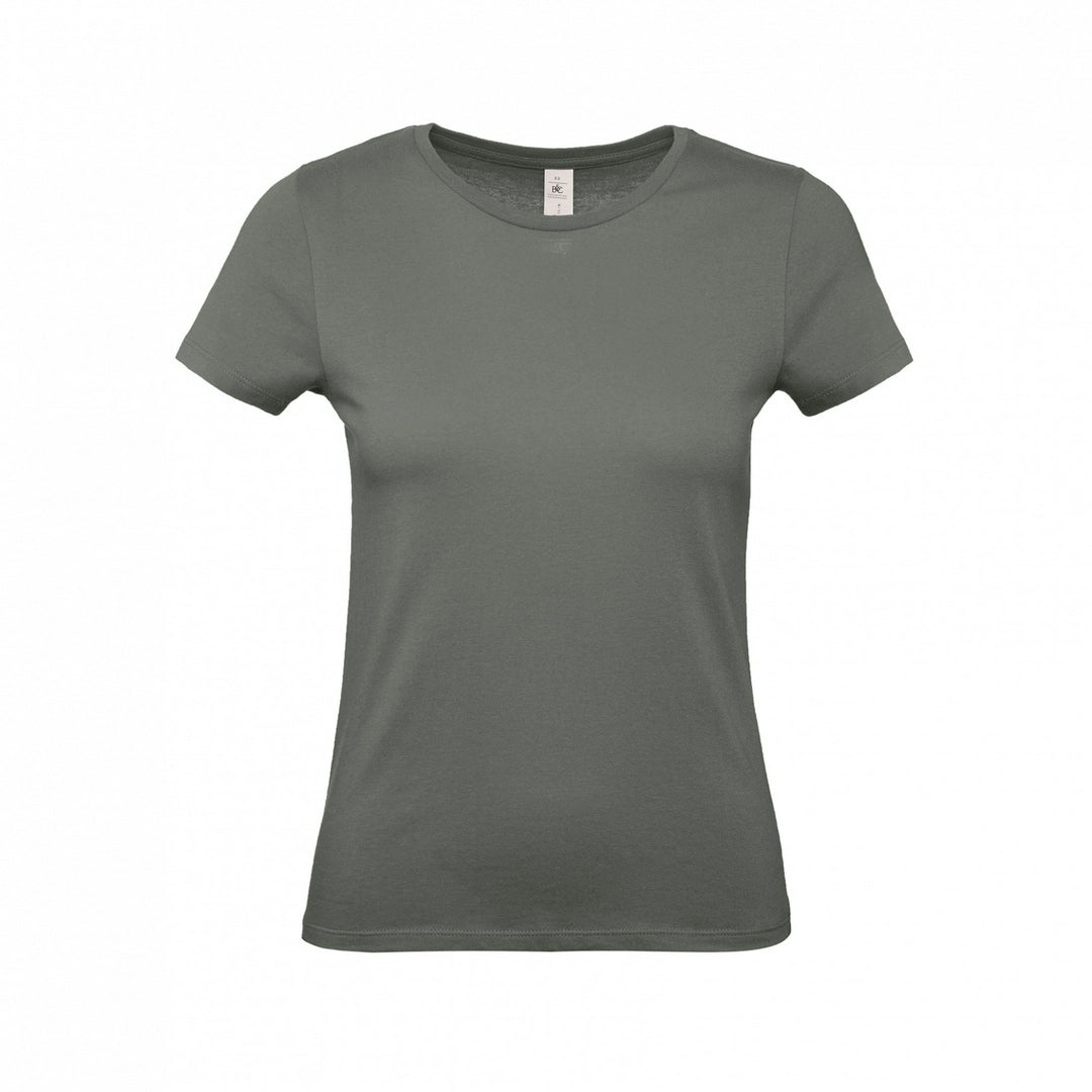 B&C TW02T #E150 modern basic short sleeve t-shirt women 100% cotton Thin collar rib Dark color - COOZO