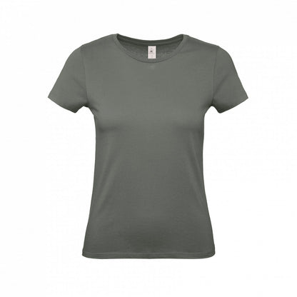 B&C TW02T #E150 modern basic short sleeve t-shirt women 100% cotton Thin collar rib Dark color - COOZO