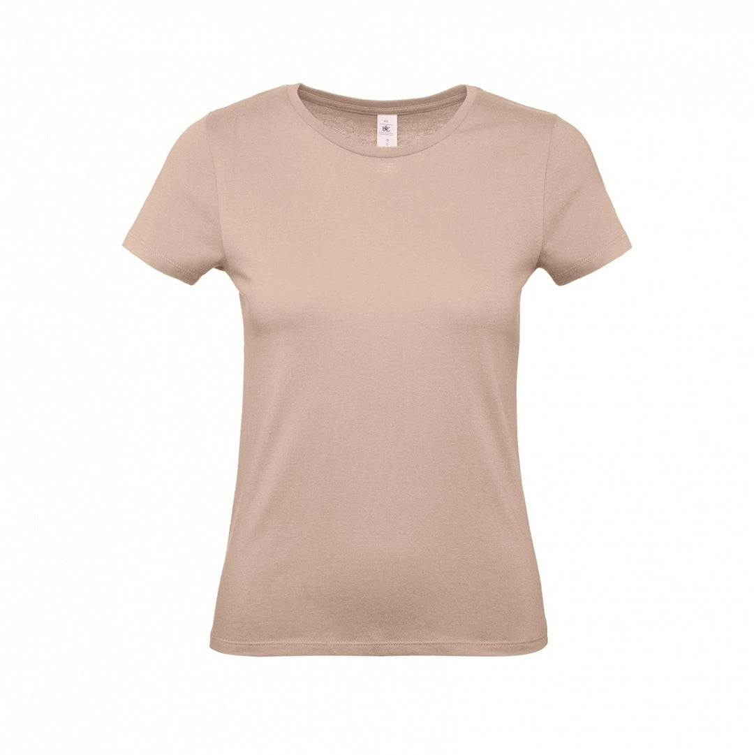 B&C TW02T #E150 modern basic short sleeve t-shirt women 100% cotton Thin collar rib Light color - COOZO