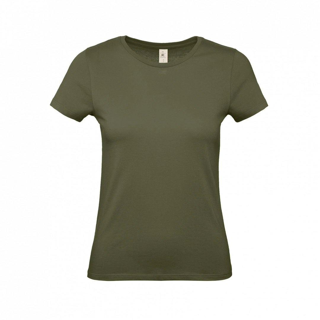 B&C TW02T #E150 modern basic short sleeve t-shirt women 100% cotton Thin collar rib Dark color - COOZO