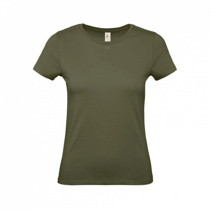 B&C TW02T #E150 modern basic short sleeve t-shirt women 100% cotton Thin collar rib Dark color - COOZO
