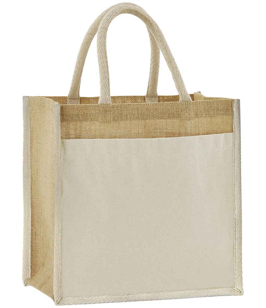 Westford Mill W483 Cotton Pocket Natural Starched Jute Midi Tote - COOZO