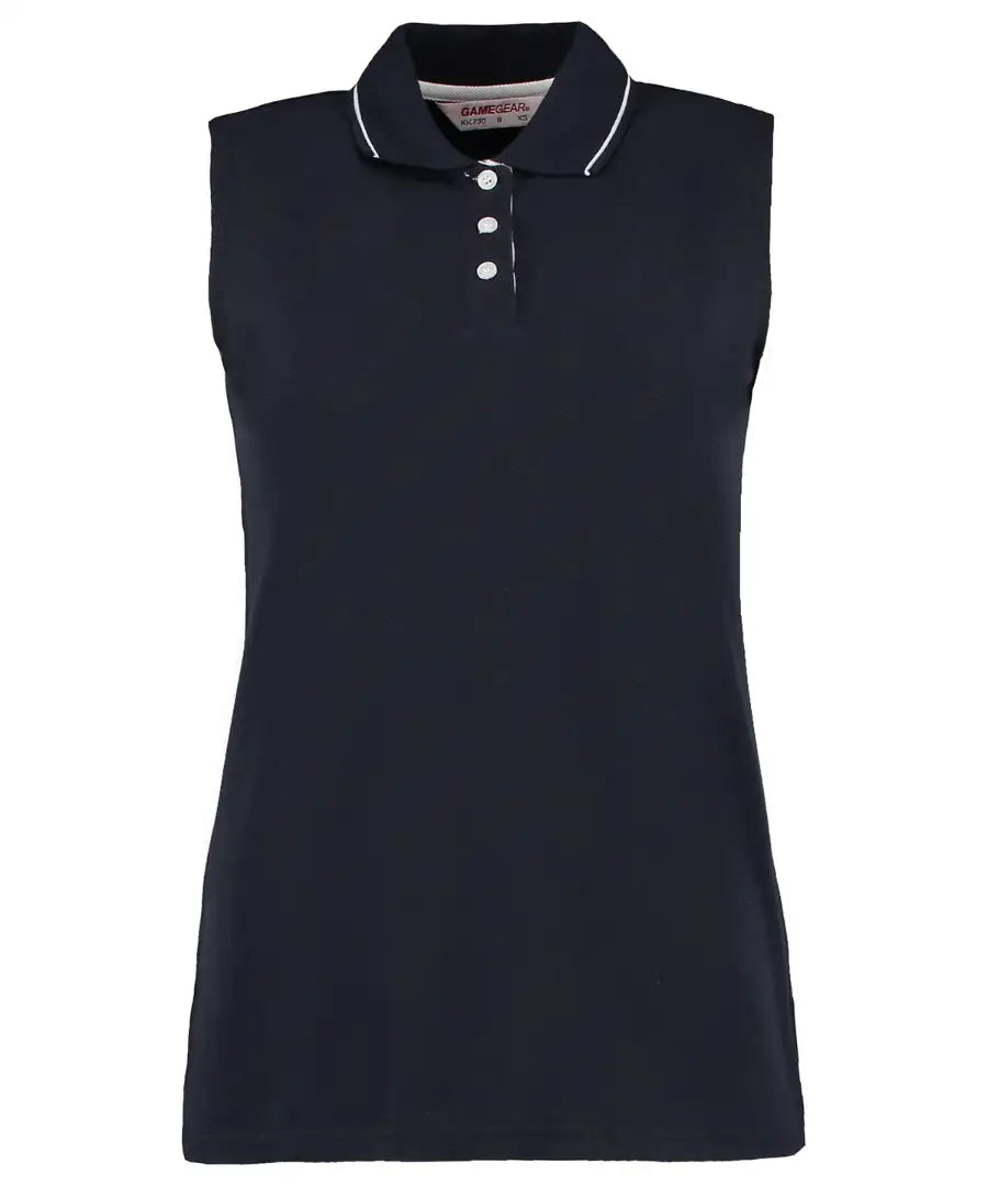 Gamegear KK730 Women's Classic Fit Proactive Sleeveless Polo 100% Cotton Contrast taped back neck - COOZO