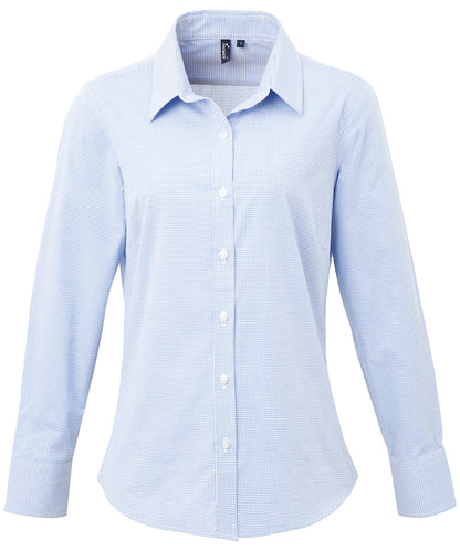 Premier PR320  Ladies Gingham Long Sleeve Shirt - COOZO