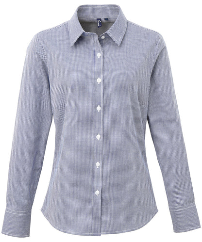 Premier PR320  Ladies Gingham Long Sleeve Shirt - COOZO