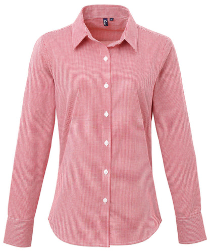 Premier PR320  Ladies Gingham Long Sleeve Shirt - COOZO