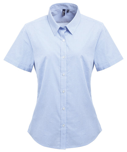 Premier PR321 Ladies Gingham Short Sleeve Shirt - COOZO