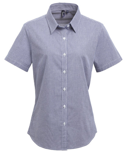 Premier PR321 Ladies Gingham Short Sleeve Shirt - COOZO