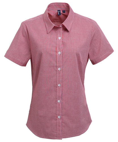 Premier PR321 Ladies Gingham Short Sleeve Shirt - COOZO