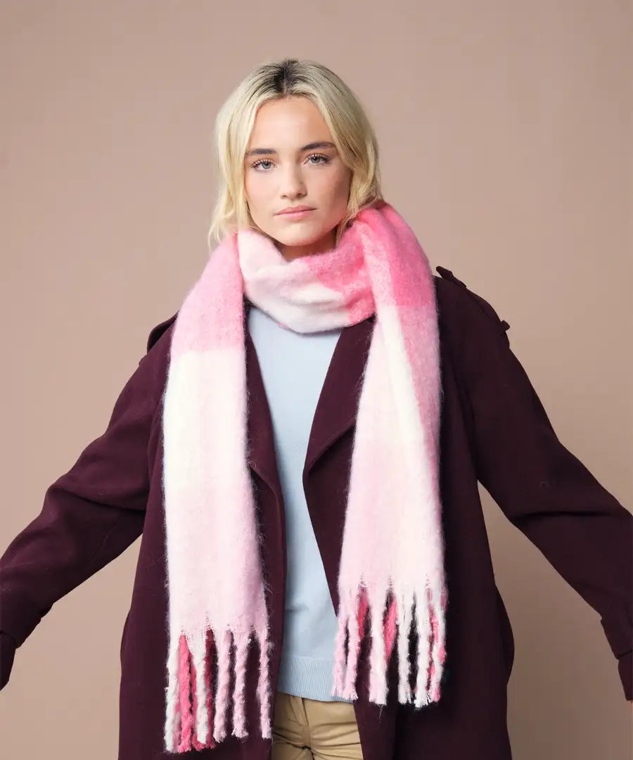 COOZO-Fluffy Check Scarf