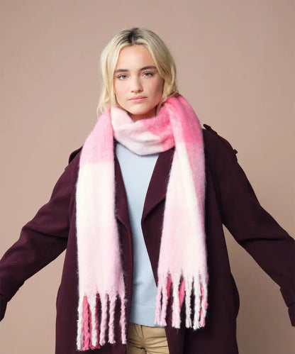 COOZO-Fluffy Check Scarf
