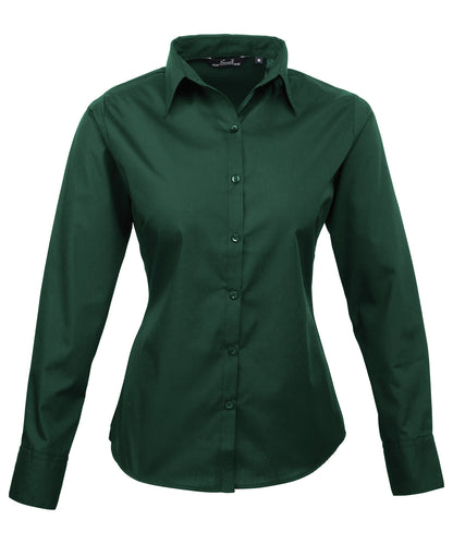 Premier Ladies Long Sleeve Poplin Blouse (PR300) Bright Colors - COOZO