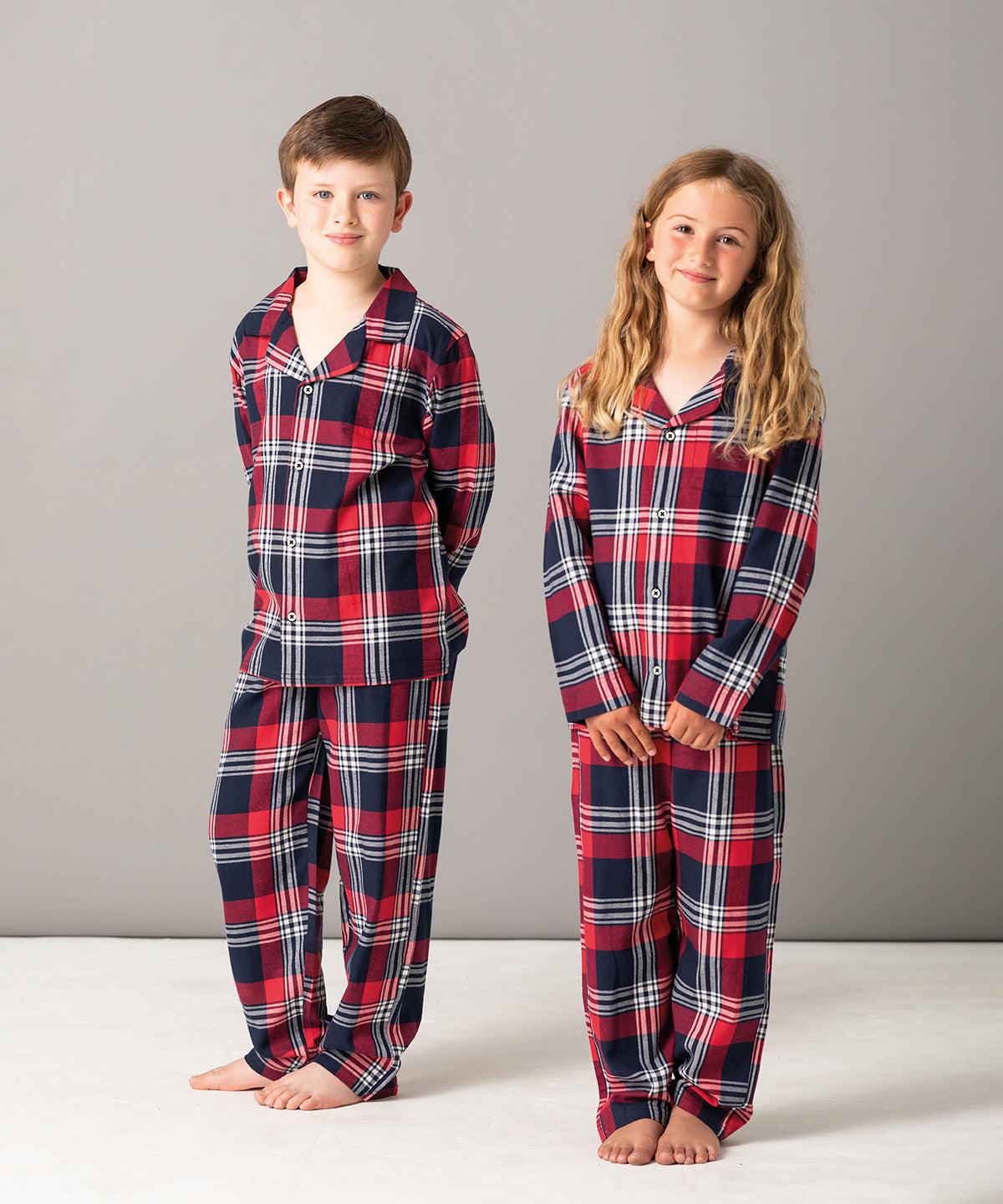 Mens Ladies Kids Baby Tartan Pyjamas Family Couples Matching Loungewear Sets - COOZO