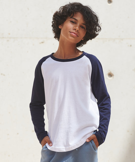 Skinnifit Minni SM271 Unisex Kids Long Sleeve Baseball T-Shirt 100% Cotton - COOZO