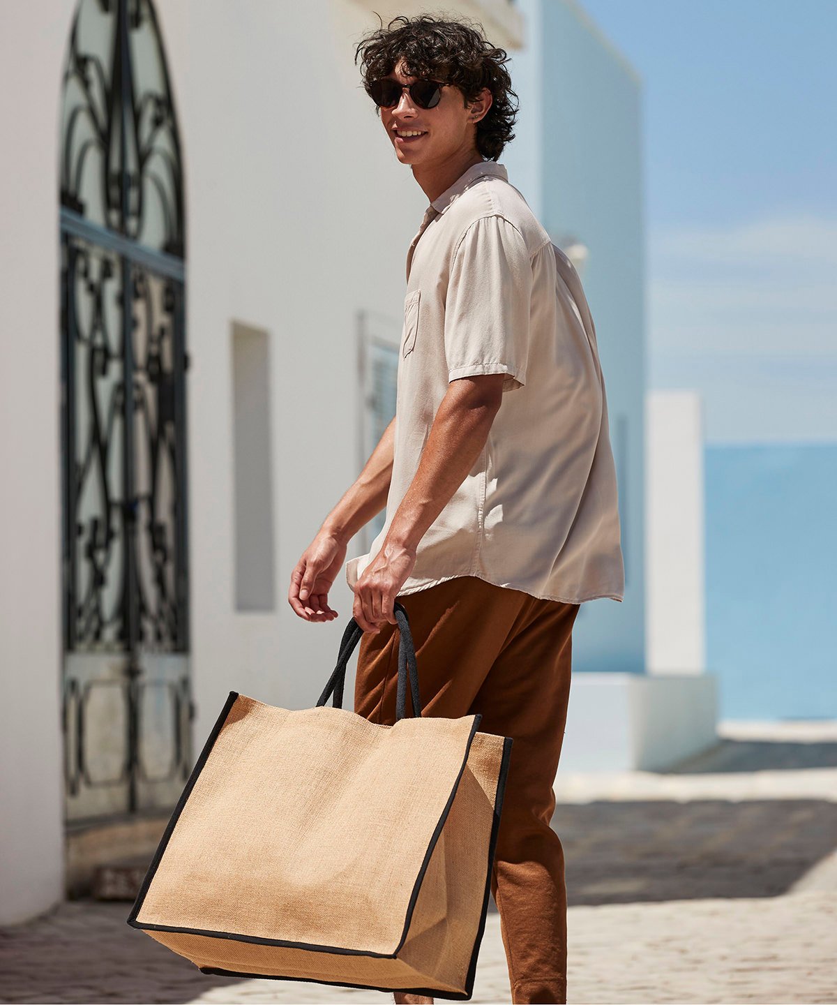 Westford Mill W475 Westford Mill Natural Starched Jute Market Shopper - COOZO