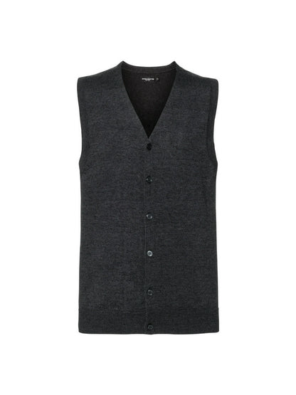 Russell Collection 719M Mens V-Neck Sleeveless Knitted Cardigan - COOZO