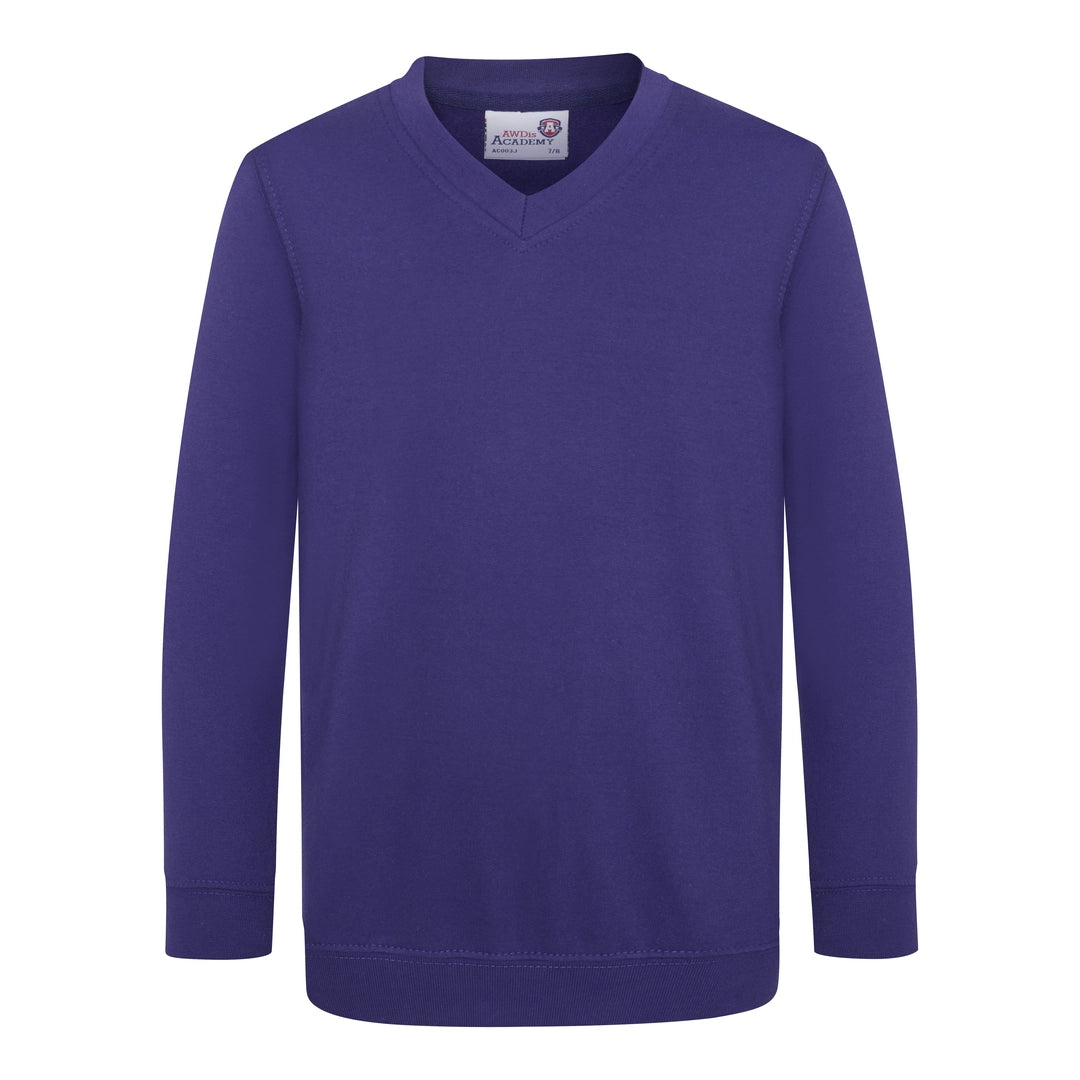 AWDis AC03J AWDis Academy Kids V Neck Sweatshirt - COOZO