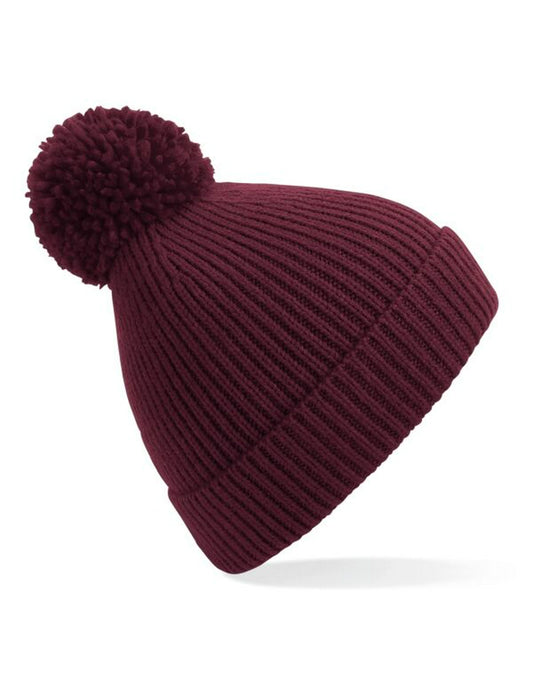 Beechfield B382 Engineered Knit Ribbed Pom Pom Beanie - COOZO