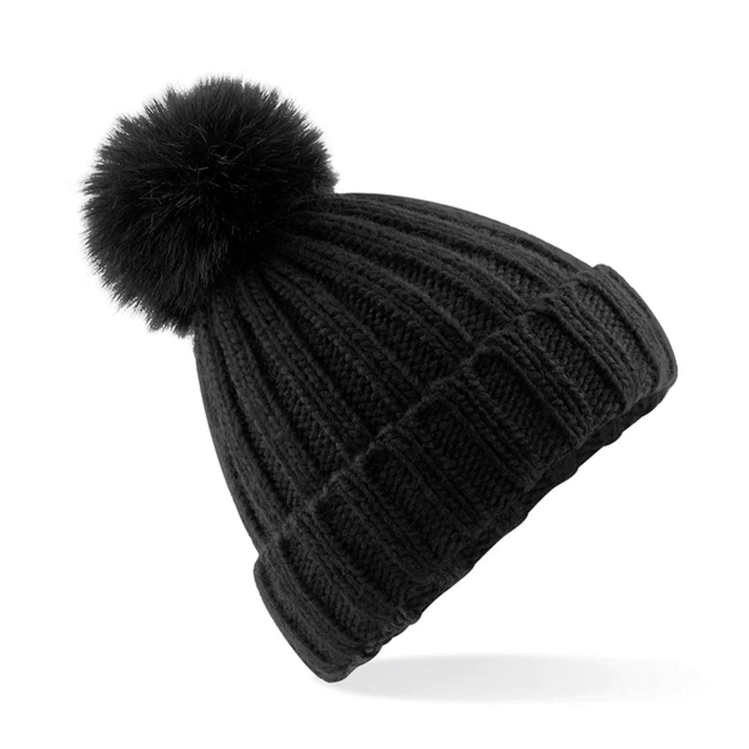 Beechfield B413 Verbier Faux Fur Pop Pom Chunky Beanie - COOZO