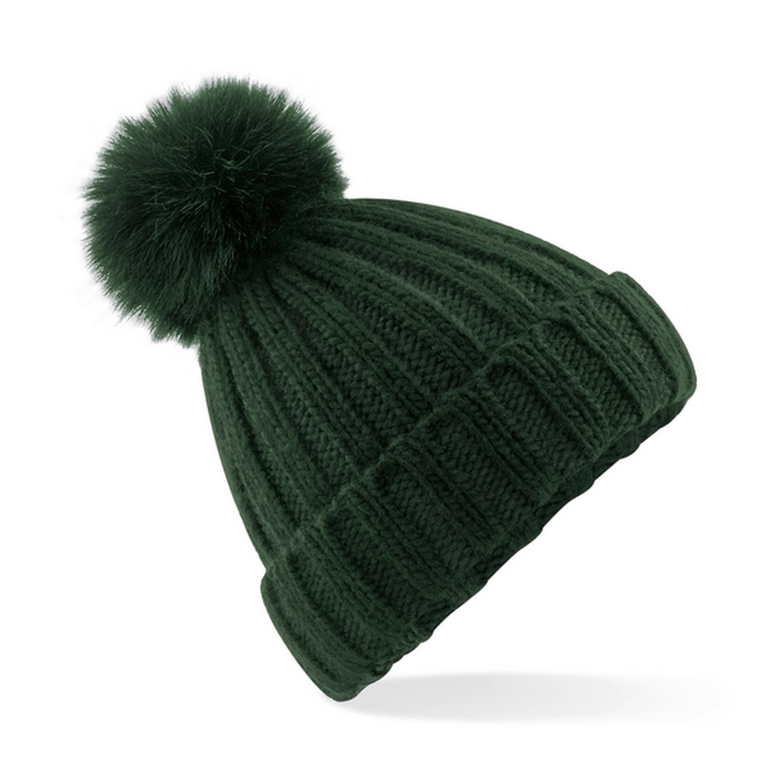 Beechfield B413 Verbier Faux Fur Pop Pom Chunky Beanie - COOZO