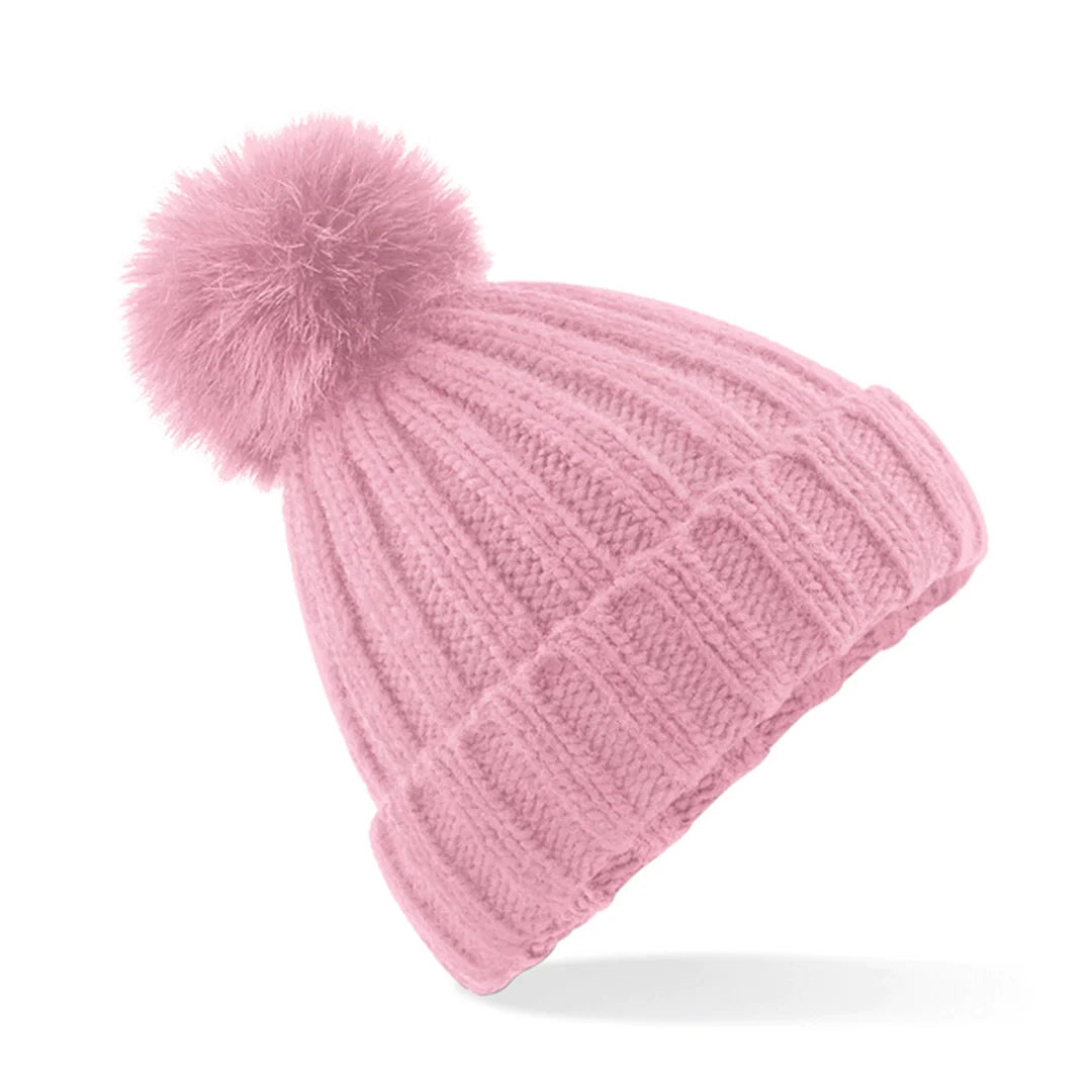 Beechfield B413 Verbier Faux Fur Pop Pom Chunky Beanie - COOZO