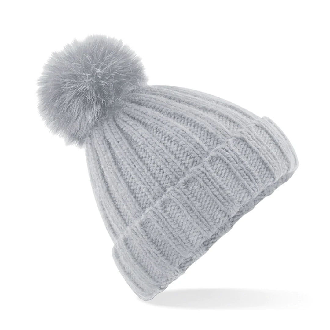 Beechfield B413 Verbier Faux Fur Pop Pom Chunky Beanie - COOZO