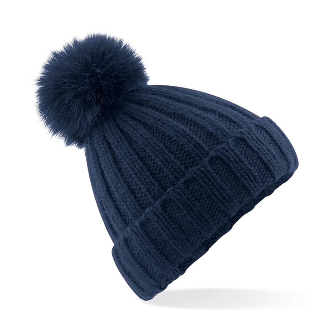 Beechfield B413 Verbier Faux Fur Pop Pom Chunky Beanie - COOZO