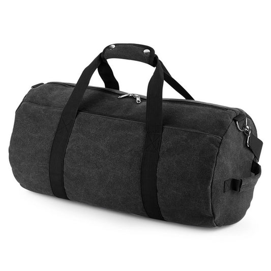 Vintage Canvas Barrel Bag-VBLK1S