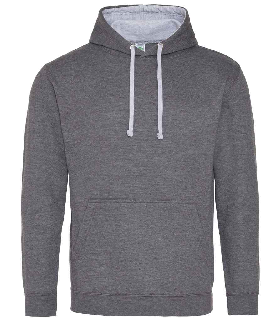 AWDis Varsity Hoodie (JH003) CHARCOAL HEATHER GREY OXFORD COLOURS - COOZO