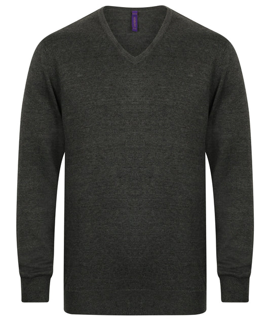 Henbury Lightweight Cotton Acrylic V Neck Sweater - COOZO