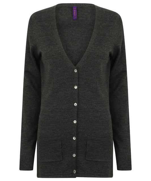 Henbury Ladies Cotton Acrylic V Neck Cardigan - COOZO