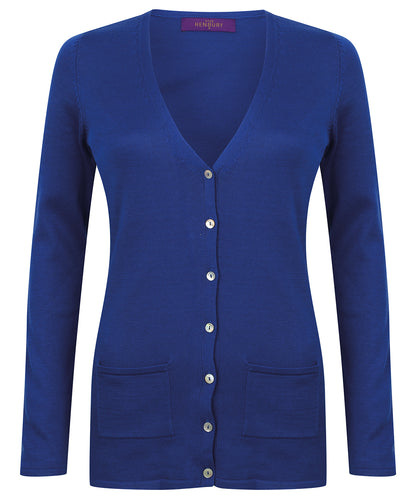 Henbury Ladies Cotton Acrylic V Neck Cardigan - COOZO