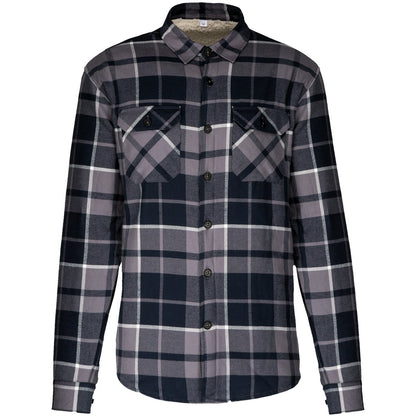 Kariban Sherpa Lined Checked Shirt Jacket-STM/NVYXL