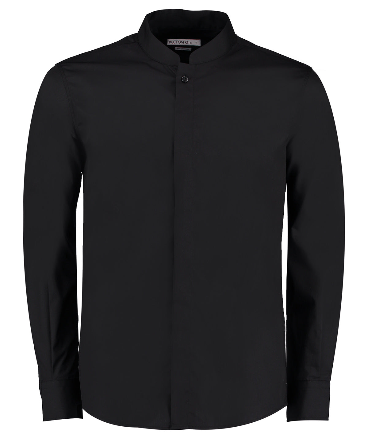 Kustom Kit Long Sleeve Tailored Mandarin Collar Shirt - COOZO