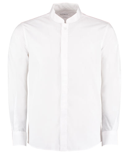 Kustom Kit Long Sleeve Tailored Mandarin Collar Shirt - COOZO