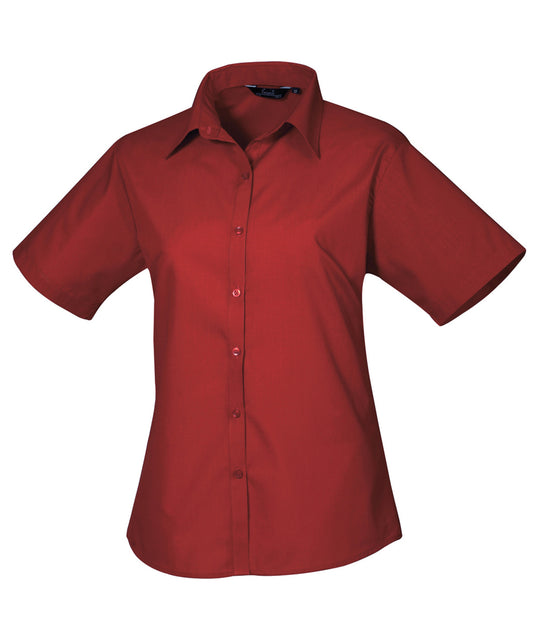 Premier Ladies Short Sleeve Poplin Blouse Rich color - COOZO
