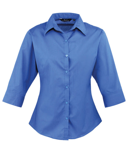 Premier Ladies 3/4 Sleeve Poplin Blouse - COOZO
